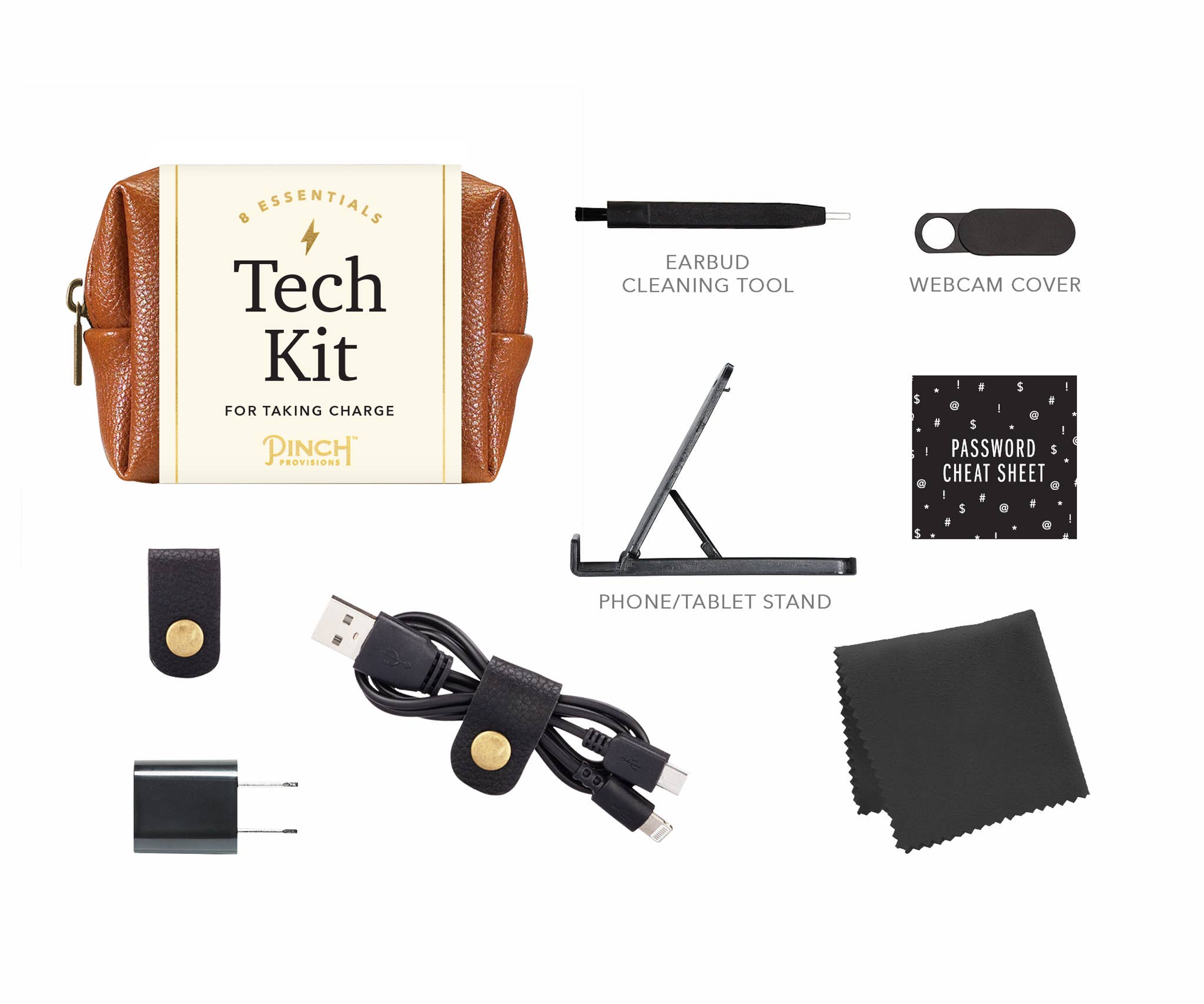 Pinch Provisions - Vegan Leather Tech Kit - Stocking Stuffers: Cognac
